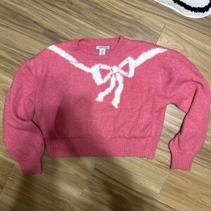 Sincerely Jules Pink and White Bow Sweater women’s large